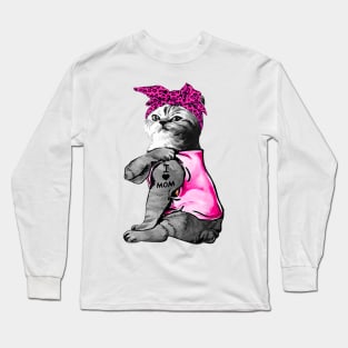 Mother's Day I Lover Mom Tattoo Cat Gift Long Sleeve T-Shirt